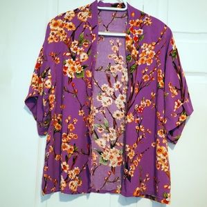 Purple Kimono Style Jacket with Sakura Design